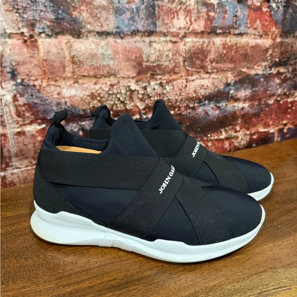 PREOWNED John Galliano Black and White Slip-On Sneakers